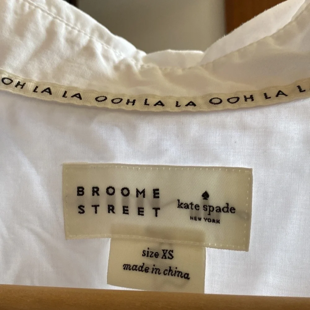 Kate Spade XS Broom street flared button down collared white shirt